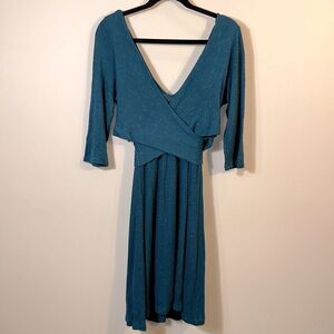 Anthropologie Amadi Fara Surplice Turquoise Teal Crossover Women Dress Medium